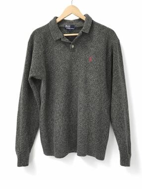 Ralph Lauren Vintage Gray Long-Sleeve Polo with Red Pony Size S/M